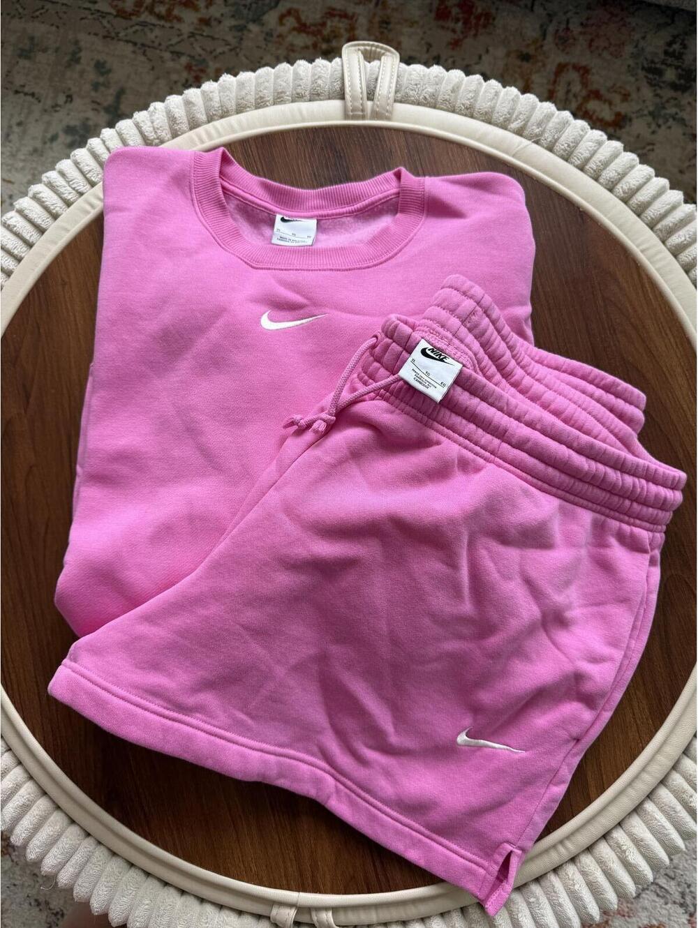 Nike Pink Sweatshirt and Shorts Set